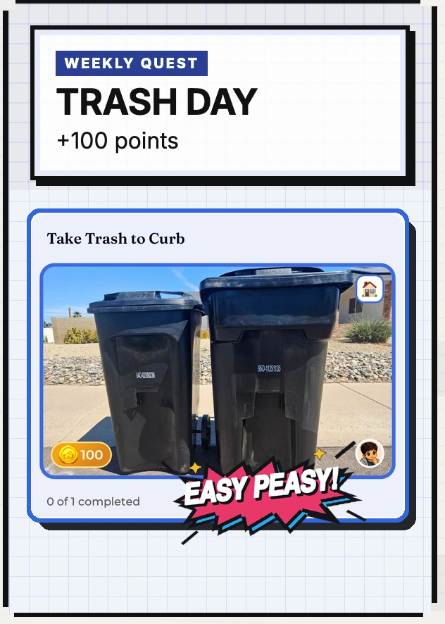 RiseOhana weekly Trash Day quest offering 100 points